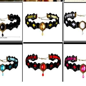 6 piece set of Vintage style Gothic Lace Choker  Gothic Collar set